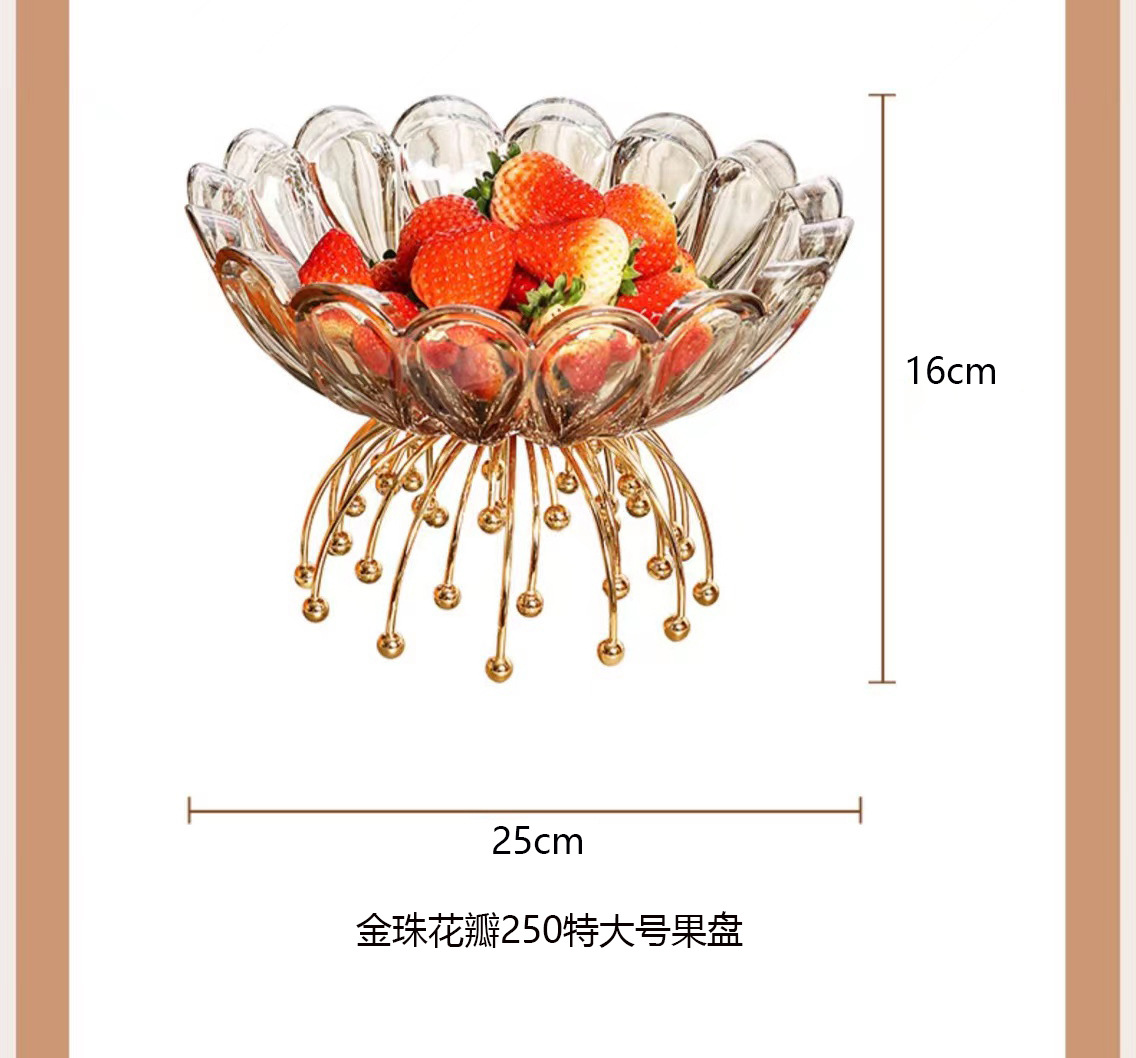 欧式轻奢金属玻璃装饰果盘 创意高脚水果盘 客厅茶几零食干果盘 厂家直销批发阳璇111详情5