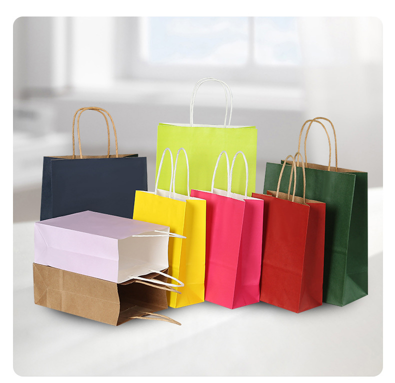 Kraft paper bags, hand-held bags, catering milk tea, baking, takeout packaging bags, small-batch customization, foreign trade paper bags customization pic 23