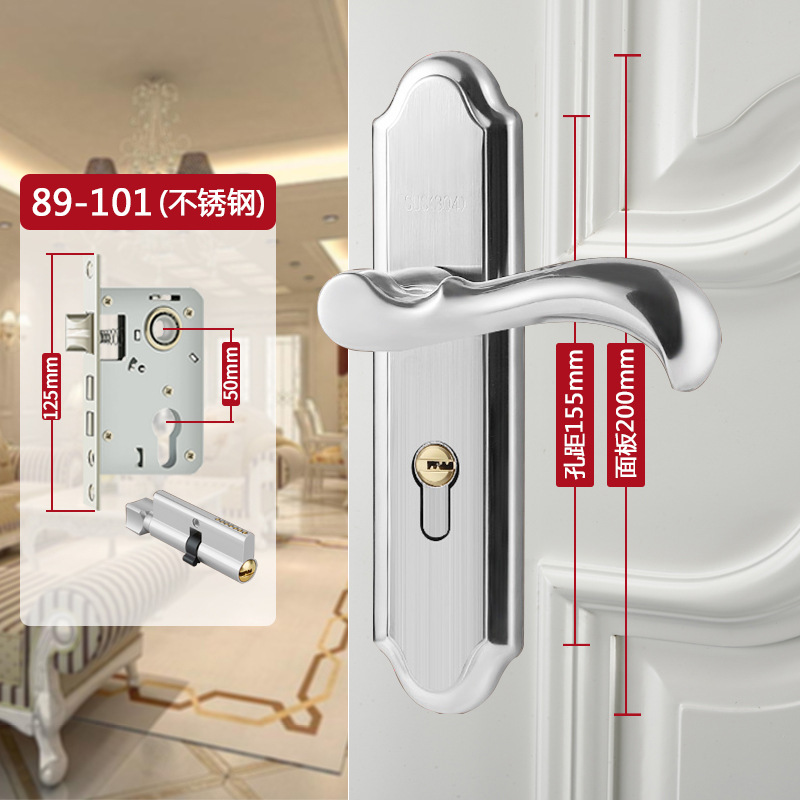锁具批发不锈钢可调节门锁家用通用型室内卧室木门锁旧门换锁黑色详情38