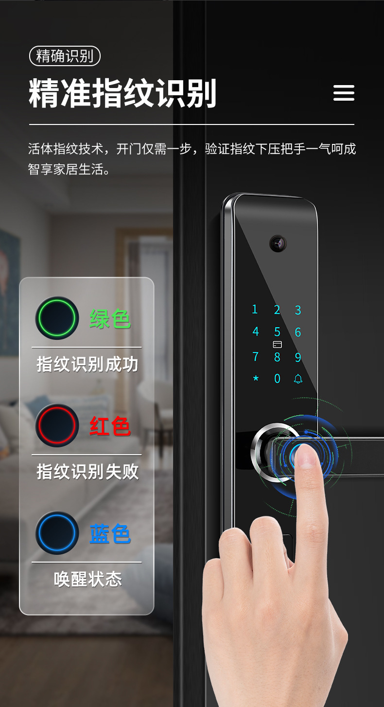 智能门锁密码锁电子锁家用门锁防盗门锁猫眼指纹NFC智能锁指纹锁详情3