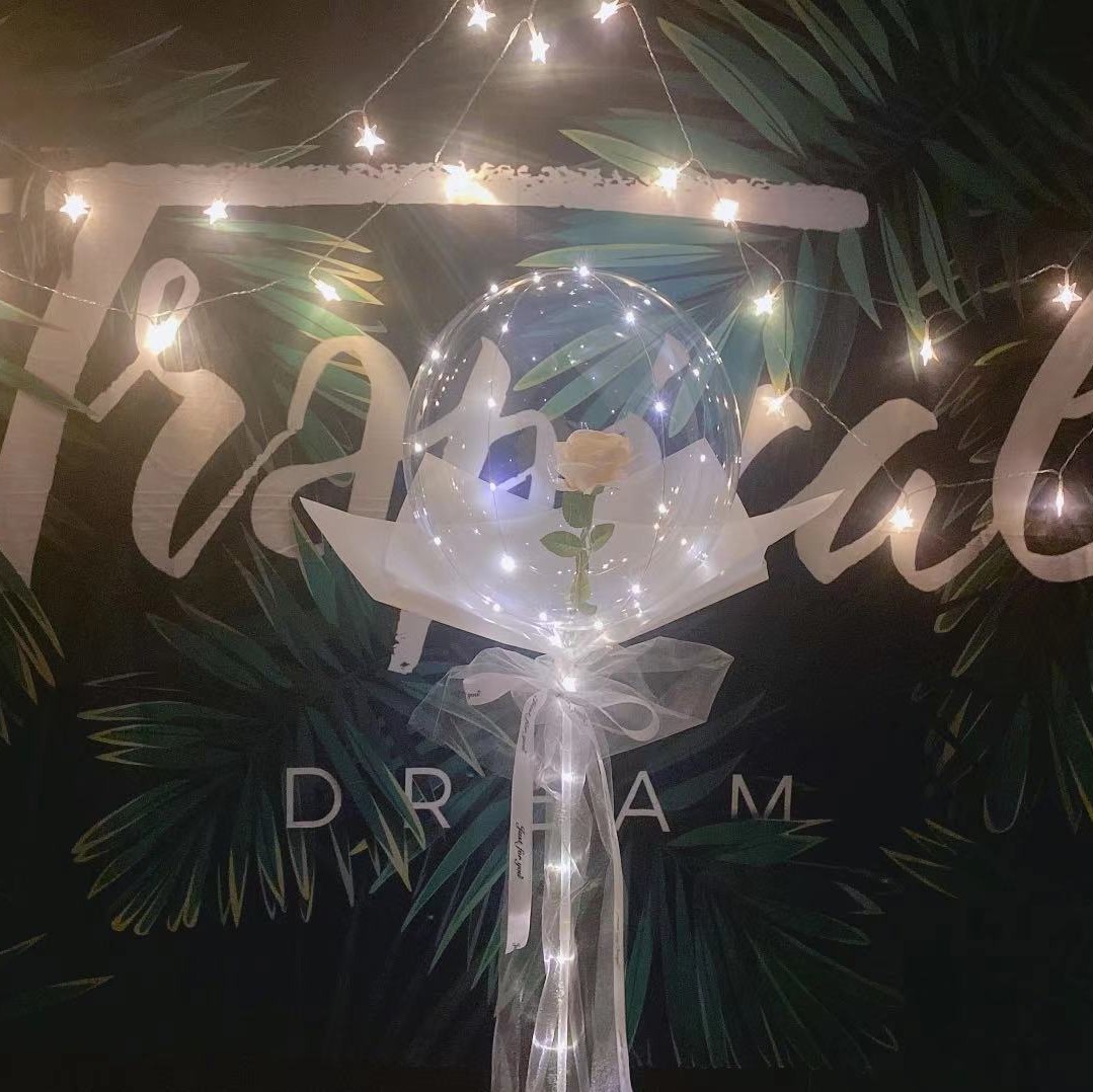 Factory wholesale transparent bounball, luminous birthday balloons, printed roses, night market decoration, street stalls, night market street stalls pic 12