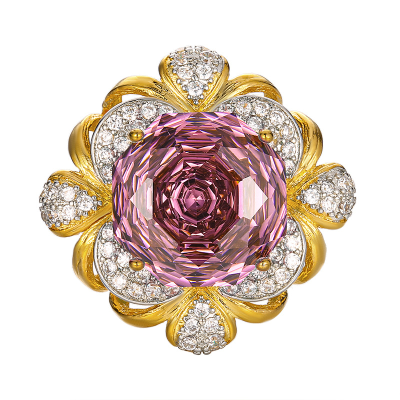 2025新款庄生生珠宝铜底镀金玫瑰切黄金复古拉丝轻奢套装女16-14m详情10