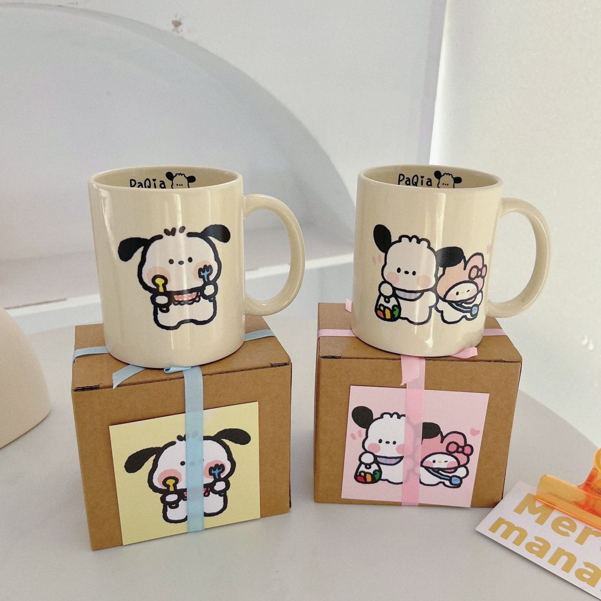 Cute cartoon Pacha Dog mug, high appearance level, gift box set, simple couple cake, ceramic cup pic 10
