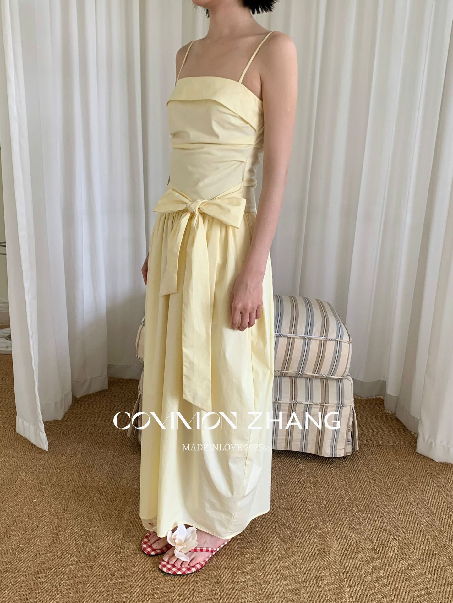 CZ ZHANG Summer Multi-color mint Mamba style lace-up waist-cinching and slimming halter flower bud dress for women B26925 pic 20