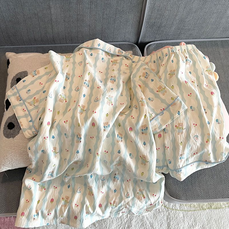 云朵棉睡衣女夏季薄款可爱卡通短袖短裤宽松网红家居服套装可外穿详情7