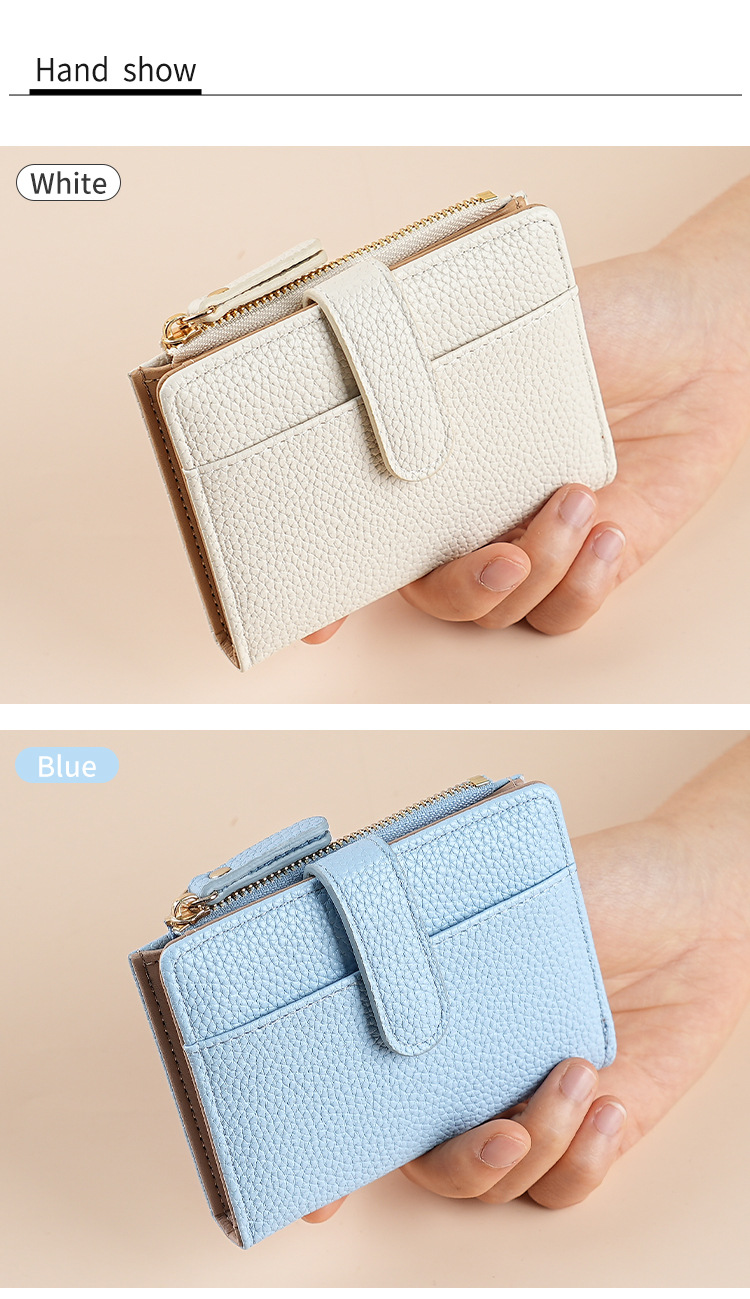 新款女士钱包短款跨境时尚卡包女高级感气质两折多卡位拉链零钱包详情15