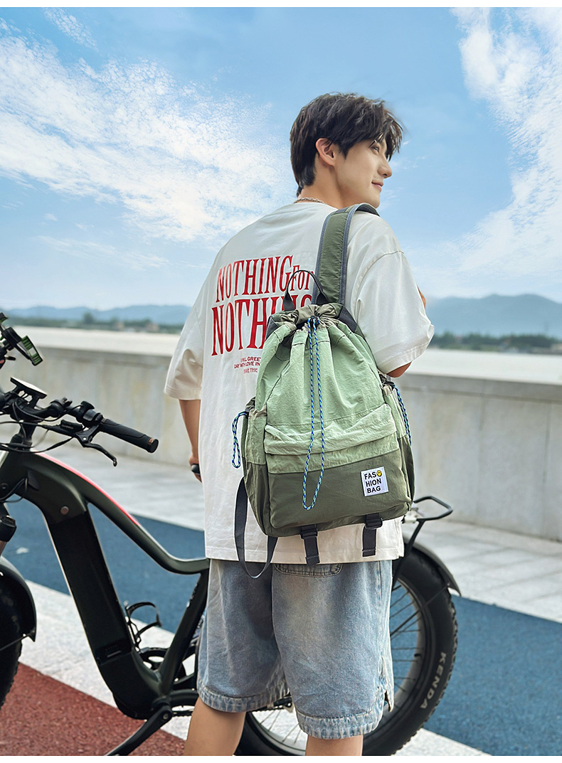 新款束口抽绳双肩包大容量休闲包户外运动登山包超轻量旅行背包详情23