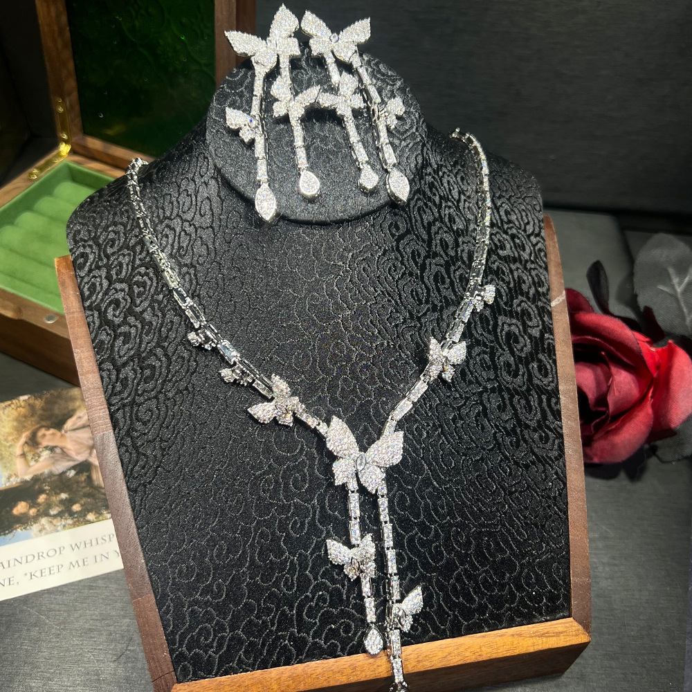 Y字蝴蝶施系25年新款首饰套装时尚 精工时尚高端跨境热销项链耳饰详情6