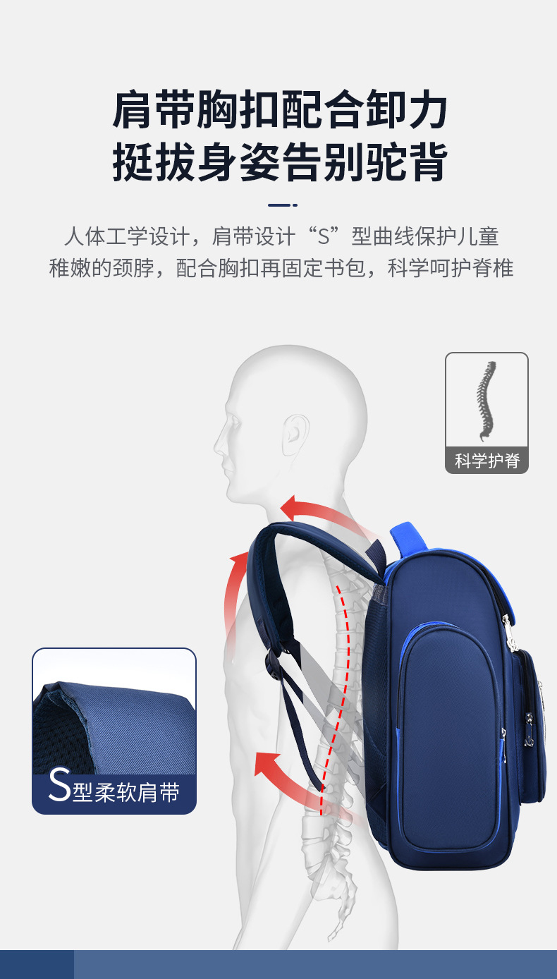 2023新款小学生书包1--6年级男女儿童双肩背包印字印logo耐磨减负详情6