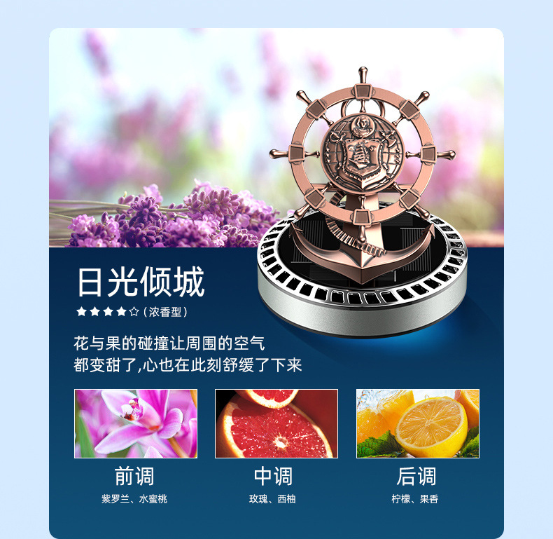 New car perfume seat, car perfume seat, creative helmsman, rudder, car aroma diffuser, solar energy pic 12