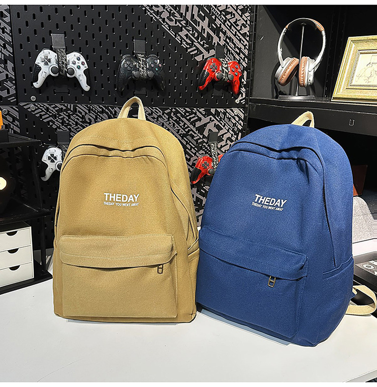 跨境港风双肩包男士大容量休闲韩版帆布大学生高中书包女潮流背包详情23