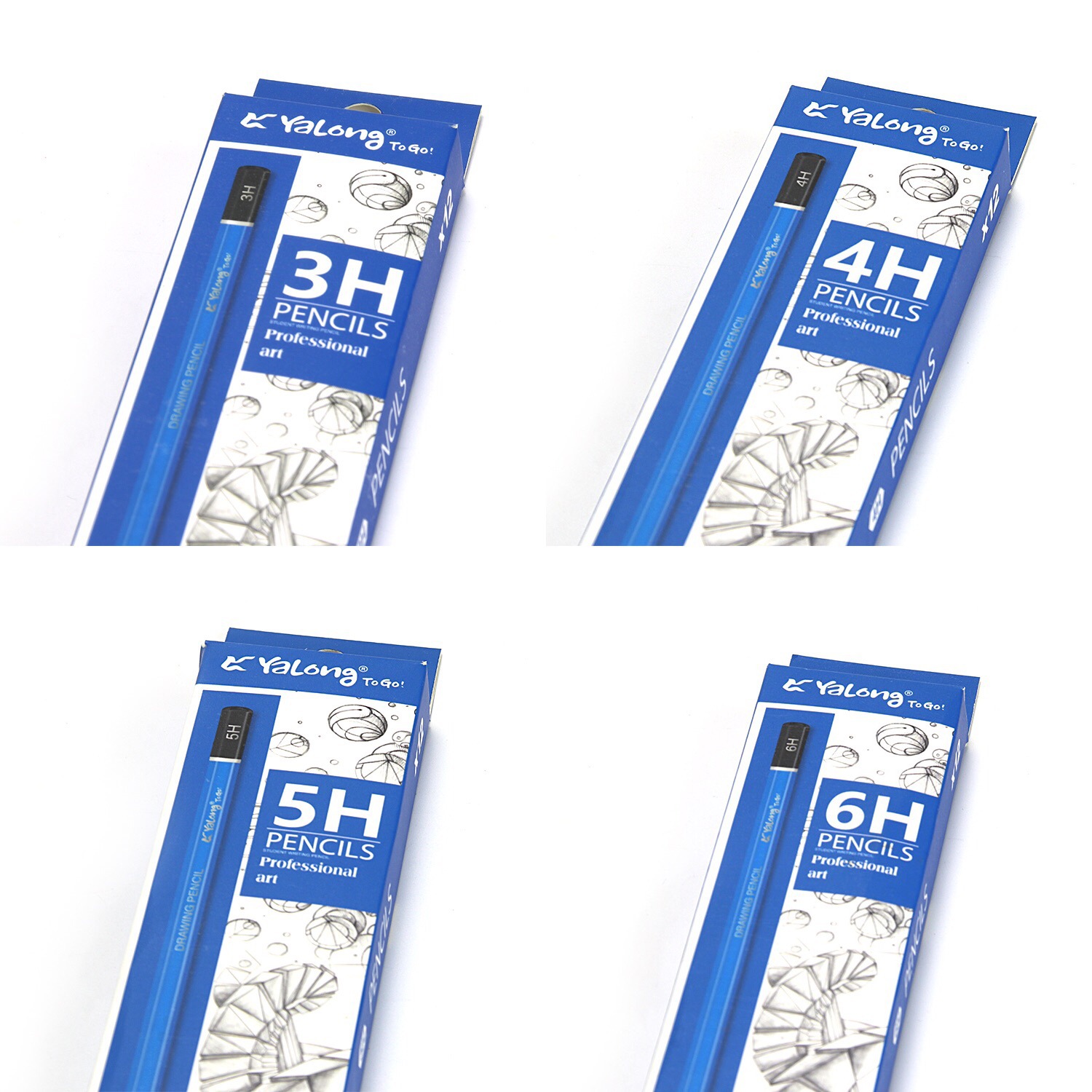 Yalong Cross-border Professional Wholesale Art student full set of pencils, blue matte finish drawing pencils pic 5