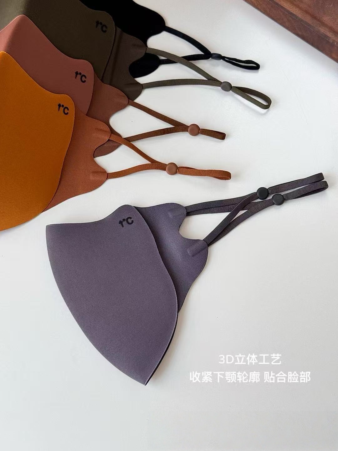 新款美拉德秋冬款口罩防风防尘立体防晒可调节耳绳挂耳式无痕面罩详情2