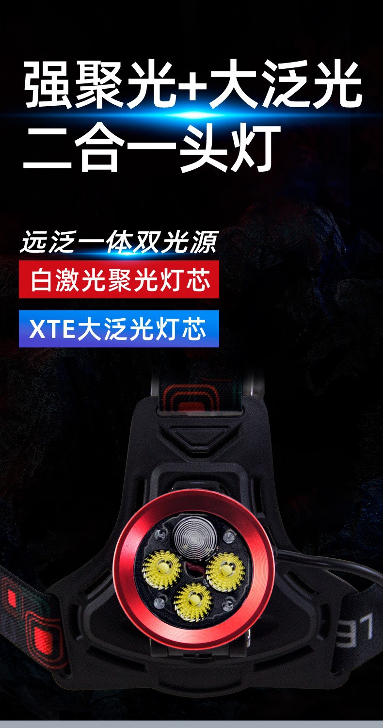 Pailide Cross-border 3+1 headlamp with long-range flashing integrated high-power strong light ultra-bright aluminum alloy for outdoor night fishing and cycling pic 10