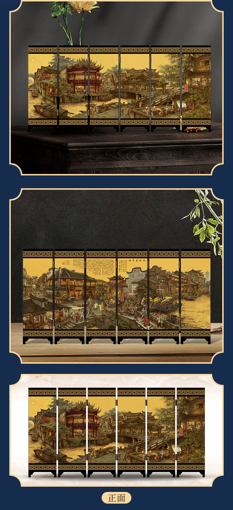 High-definition reproduction of the old dream paintings of Zhang Xiaoyou from Nanxiang, a new Chinese-style decorative calligraphy and painting small screen for the living room and office pic 6