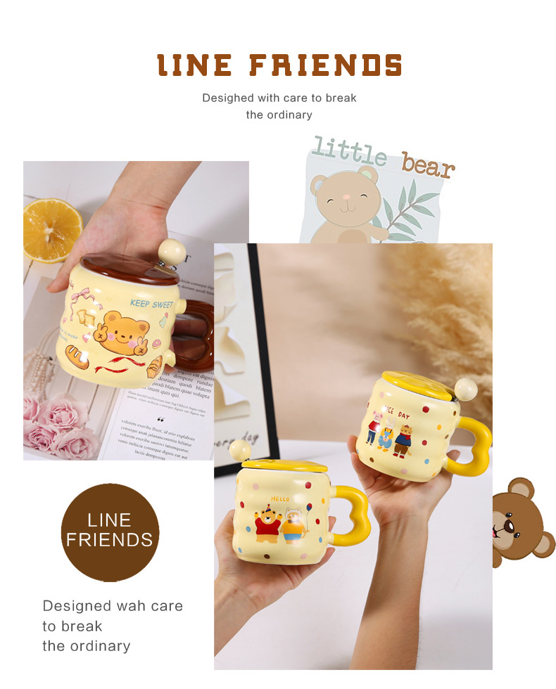 波点萌萌咖啡杯陶瓷杯带盖带吸管马克杯水杯情侣礼物实用女恒温杯详情9