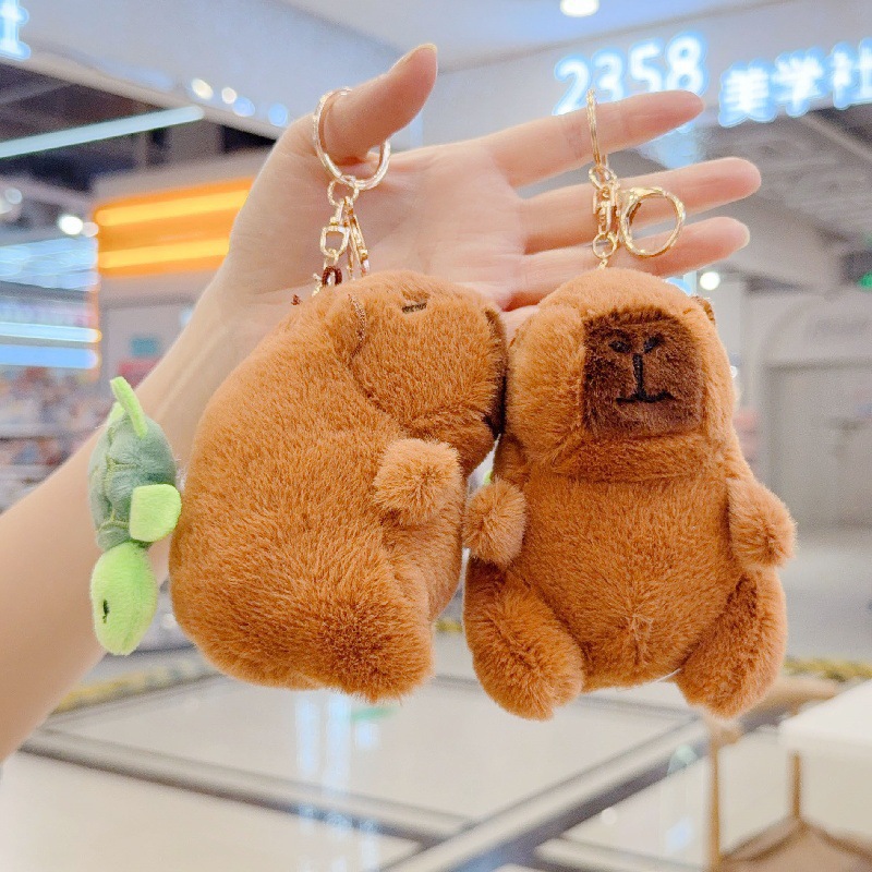 卡皮巴拉毛绒玩具水豚旋转乌龟公仔抽拉水豚玩偶儿童礼物包包挂件详情10