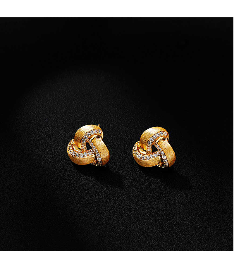 Hyacinth ancient-style sand gold brushed earrings, retro Hong Kong style, high-end feel, niche and unique design, cold style gold earrings pic 4