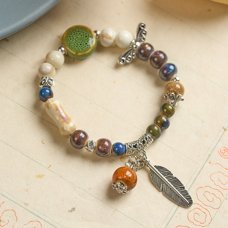 景德镇陶瓷手链批发古风串珠手工编织国风文艺饰品女生民族风手串详情6