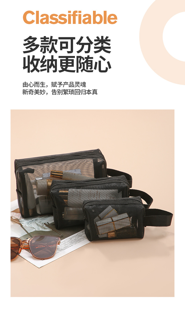 尼龙网纱化妆包便携旅行化妆品收纳袋透明网格洗漱收纳包制定LOGO详情3