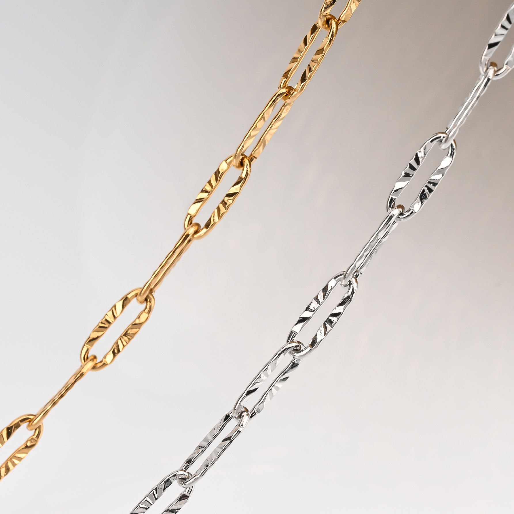 Cross-border best-selling stainless steel PVD vacuum electroplated chain flat wire long cross pressed sunflower pattern chain accessories pic 2