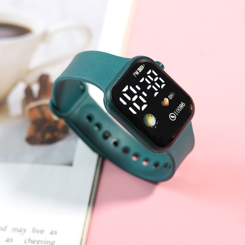 The new push-button Earth sports watch Y1LED watch is a simple square and trendy student promotional gift watch pic 5