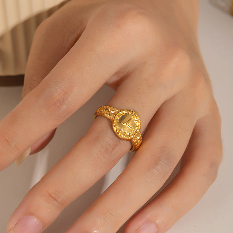 欧美时尚ins风简约钛钢戒指18k镀金不规则几何不锈钢女士饰品热销详情4