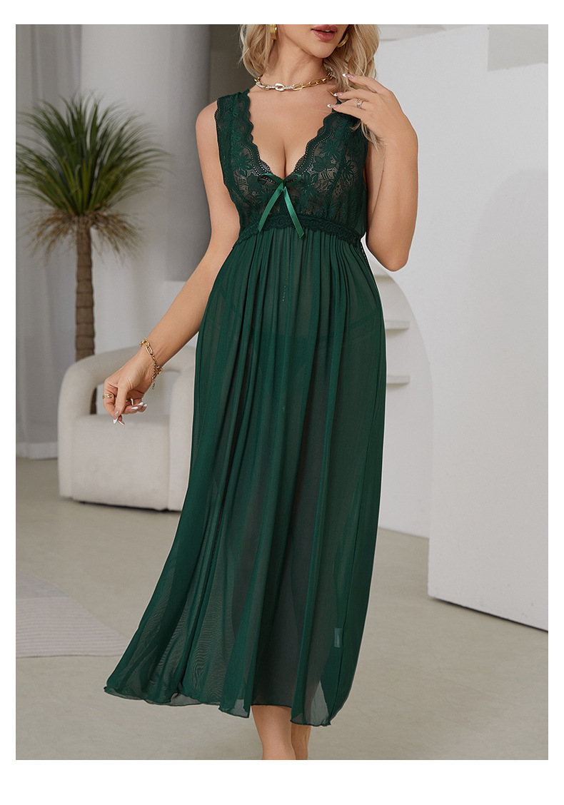 Feiyun Sexy Pajamas Long Fairy Hot Sleeping Dress Sweet Home Wear Set 419 pic 25