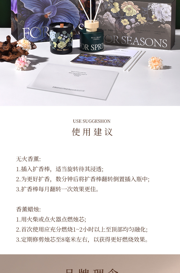 四季繁花香氛礼盒无火香薰蜡烛套装无烟大豆蜡伴手礼品商务送礼详情9