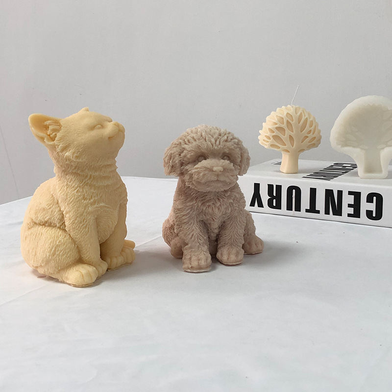 昕琪泰迪狗比熊犬柴犬香薰蜡烛硅胶模具diy动物小狗石膏滴胶摆件详情25