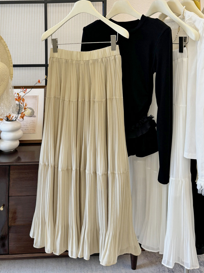 2025新款高腰仙女裙压褶裙长裙温柔风紫色半身裙女春夏气质百搭详情9