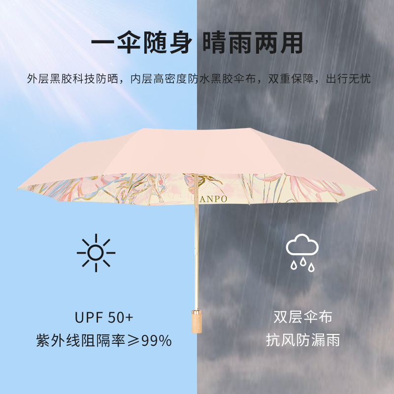 知伞金弯钩遮阳伞防晒防紫外线折叠太阳伞晴雨伞两用高级感颜值女详情20