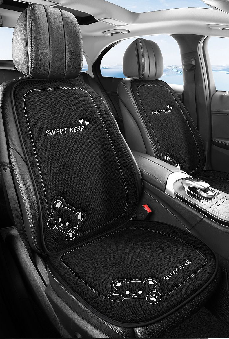座椅垫座垫亚麻单片座椅套后排驾驶车坐垫四季通用卡通车内汽女士详情45
