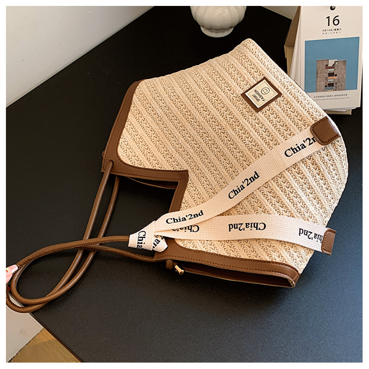 大容量托特包包女2025新款潮复古手提草编包百搭单肩编织包通勤包详情35