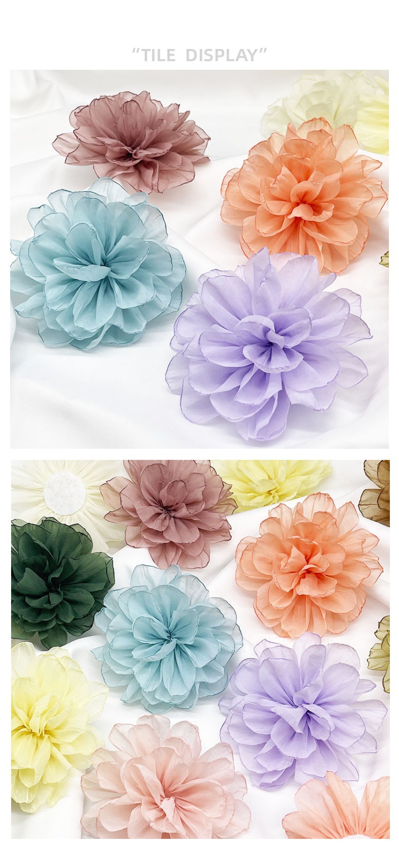 韩版欧根纱花朵辅料手工雪纺烧边花朵配件布艺花手工diy头饰配件详情6