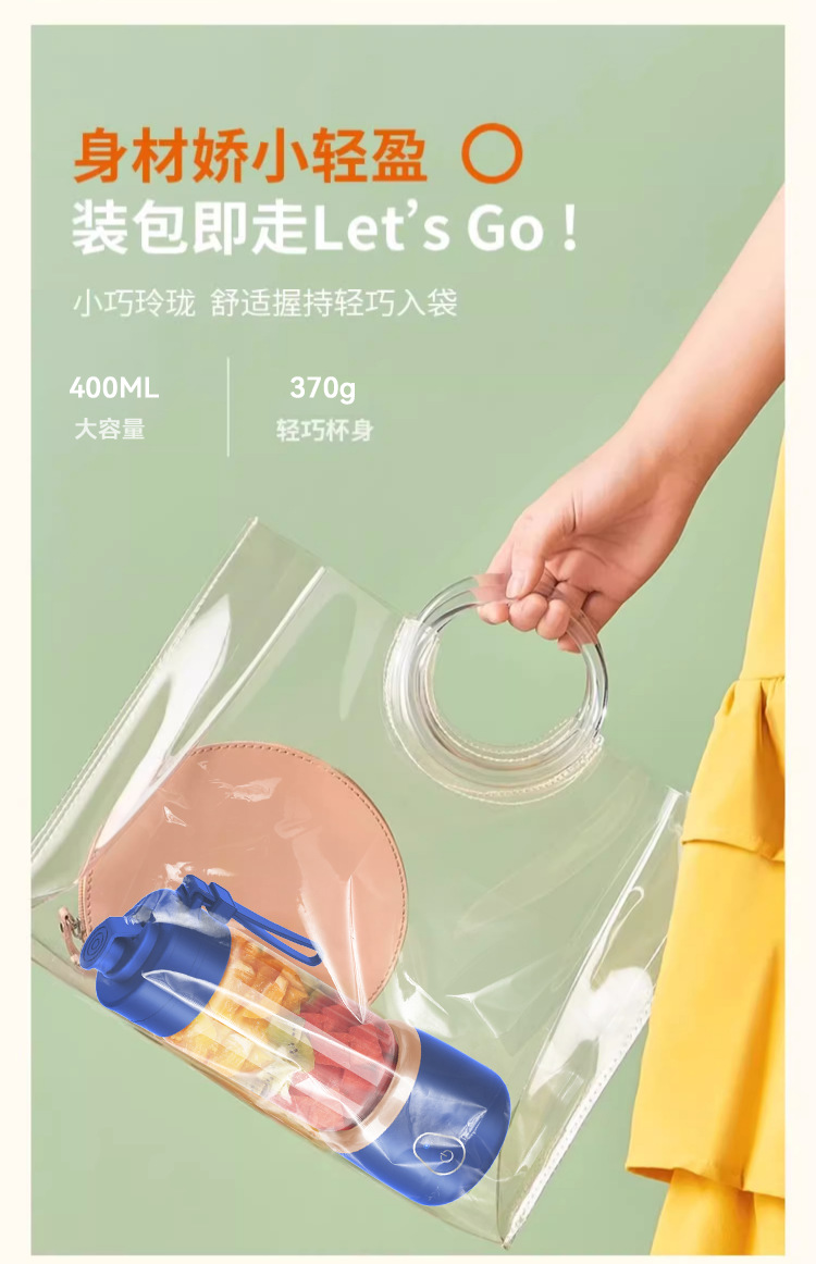 跨境榨汁机便携式小型水果搅拌机高效家用多功能果汁机电动榨汁杯详情5