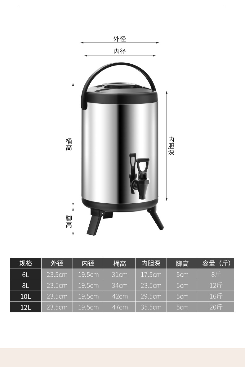 Wholesale stainless steel milk tea buckets, fully foamed insulated buckets, soy milk buckets, juice buckets, breakfast buckets, large capacity pic 18