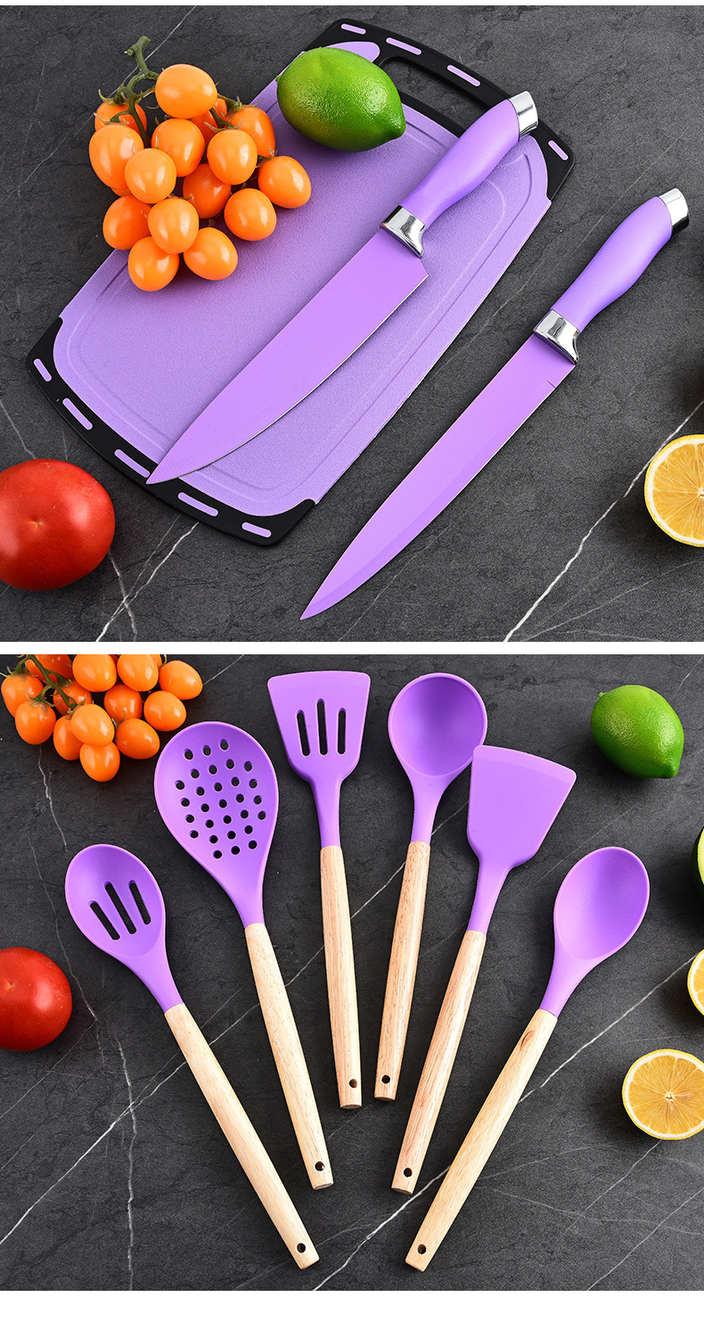 家用跨境硅胶厨具刀具搭配厨房不锈钢厨具多功能20件套厨房套装详情16