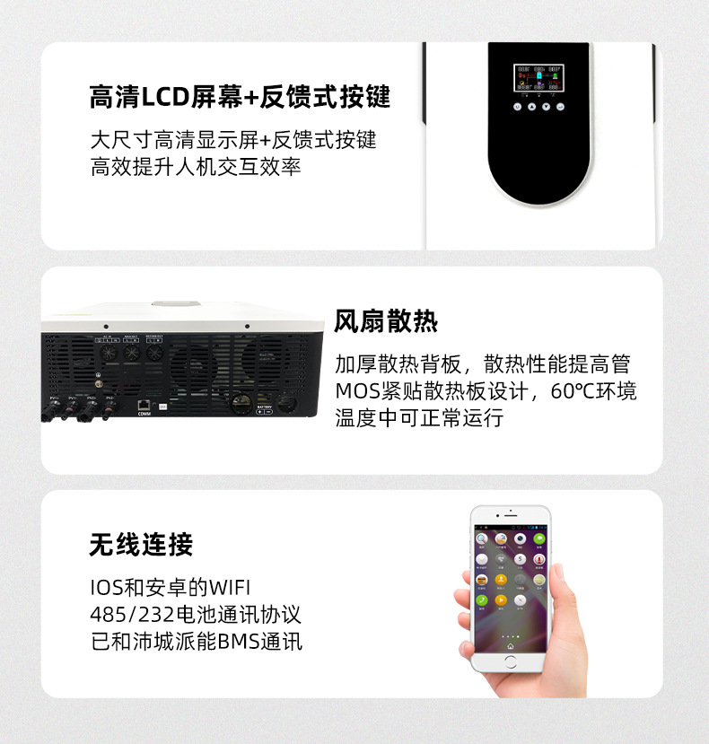 The Shengyang solar inverter reverse control integrated machine is equipped with an mppt solar controller and a hybrid control inverter pic 10