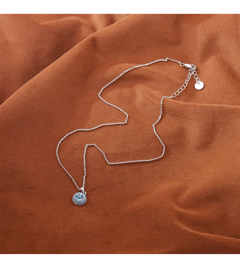Hyacinth moda luz extravagancia brillo azul mar circonitas colgante collar mujer otoño invierno 2025 nuevo moda cuello de marea cadena clavícula pic 5