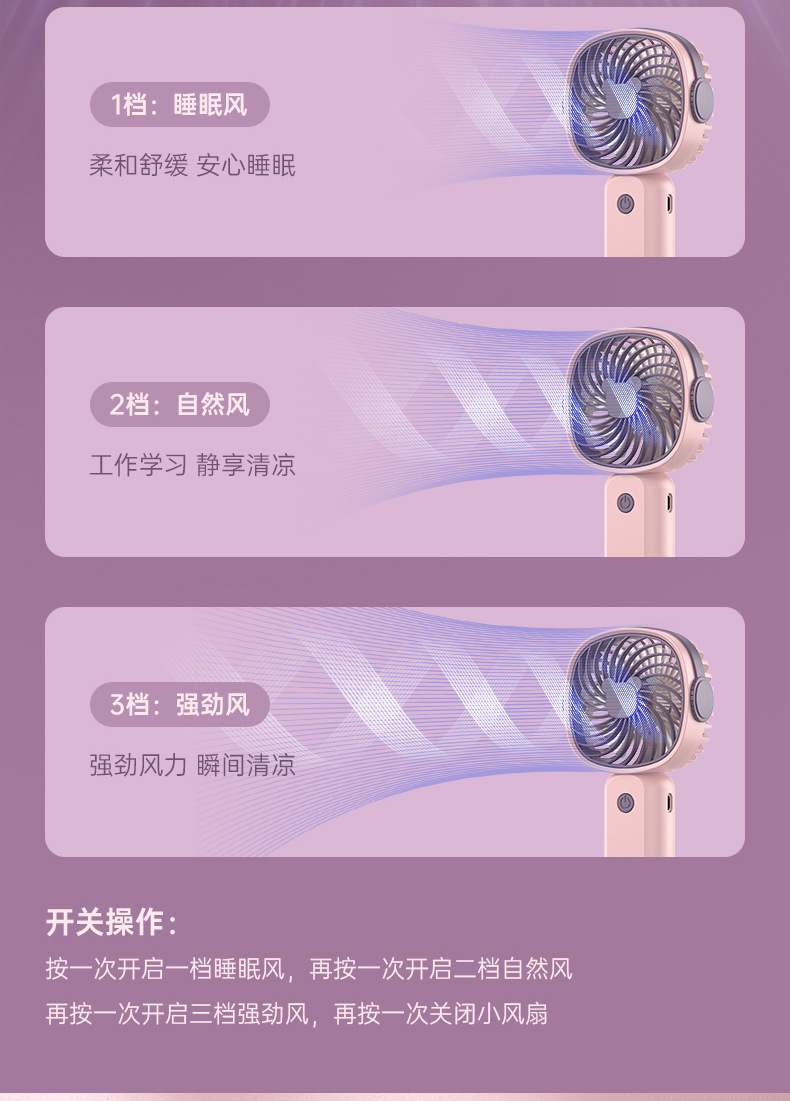 New handheld portable mini fan, USB charging, multi-functional desktop fan, cross-border foreign trade gift wholesale pic 10