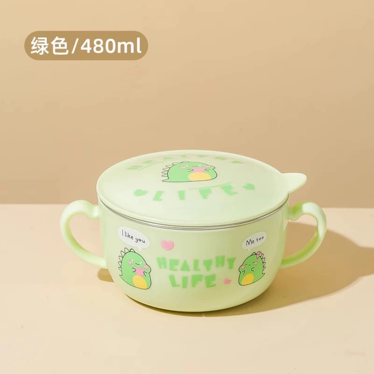 304 steel bowl, household children's and babies' rice bowl, 2024 new model, cute double-ear soup bowl for students, cross-border trade pic 5