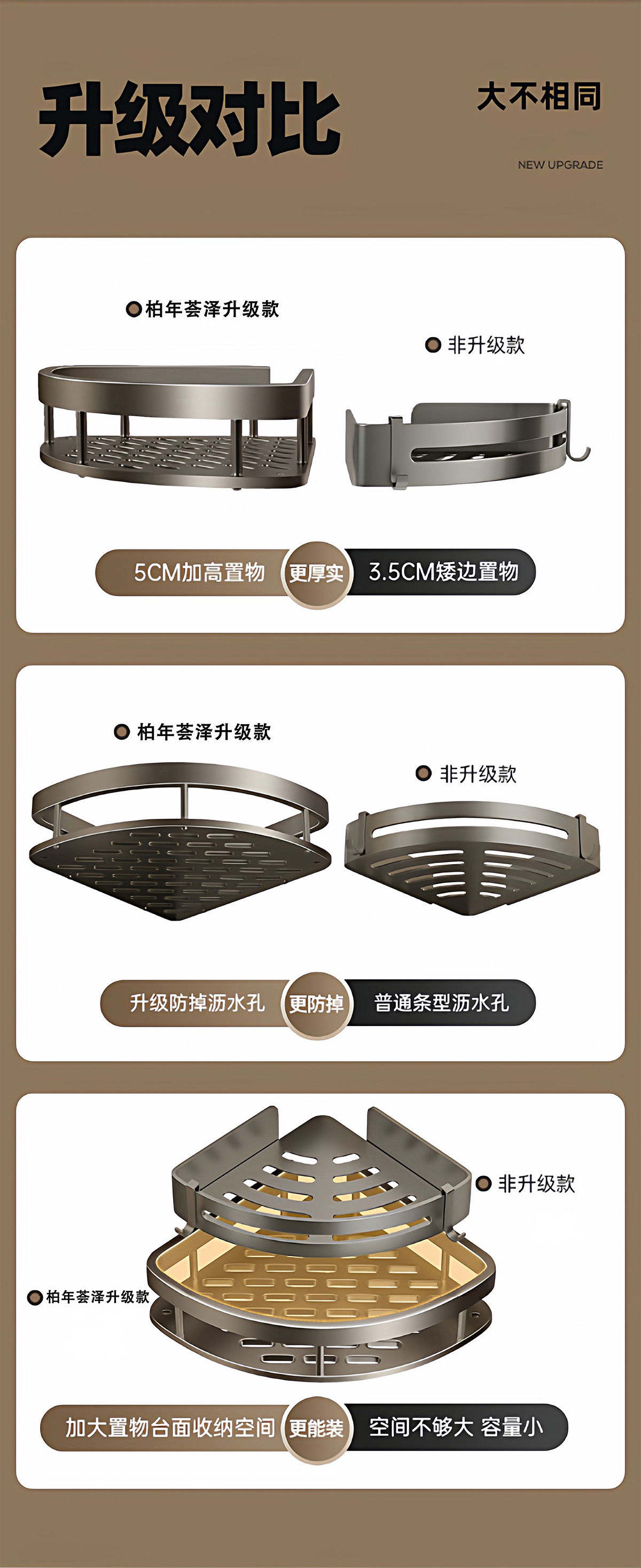 Customized bathroom storage rack, no need for drilling, toilet, washroom, triangular basket, wall-mounted, bathroom storage, bathroom rack pic 7