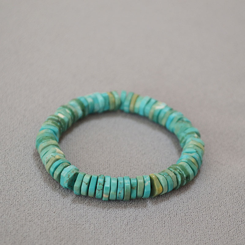 欧美小众个性气质复古夸张不规则切角绿松石隔片串珠弹力手环手串详情5