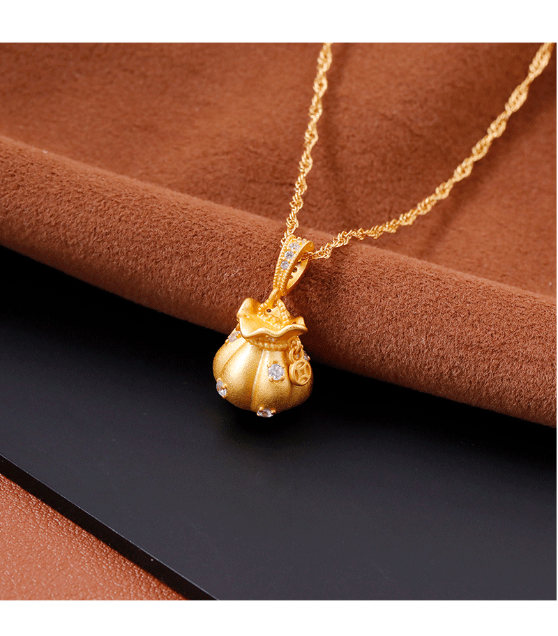 Hyacinth nuevo estilo chino oro pequeño fufu bag colgante collar delicado alto nivel de apariencia diseño de nicho ligero moda de lujo cadena de clavícula versátil pic 6