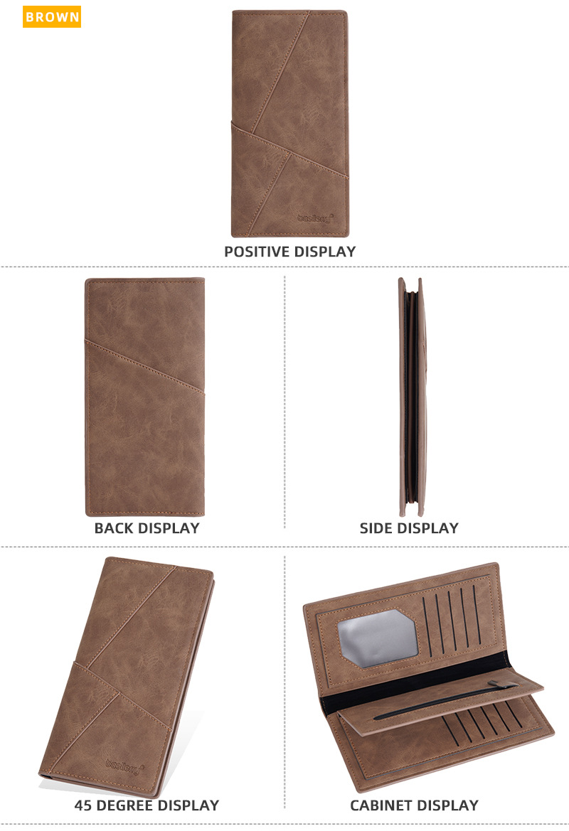 新款男士长款钱包baellerry跨境多卡位三折钱夹简约商务拉链票夹详情19