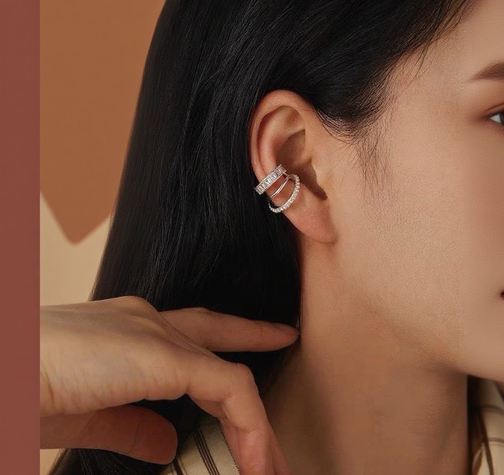 无耳洞多层珍珠锆石耳骨夹款轻奢饰品个性迷你气质小众设计师耳环详情2
