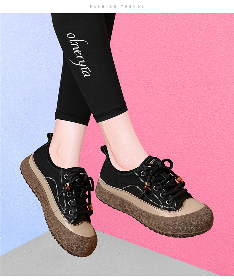 真皮厚底加绒休闲运动女鞋2025秋冬新款板鞋时尚百搭鞋子女款详情13