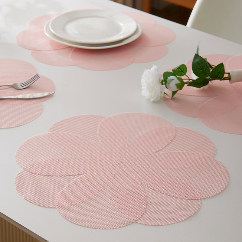 Petal Teslin sewing heat insulation pad, dining table mat, heat-resistant plate, scald bowl, cup mat, pot mat pic 12