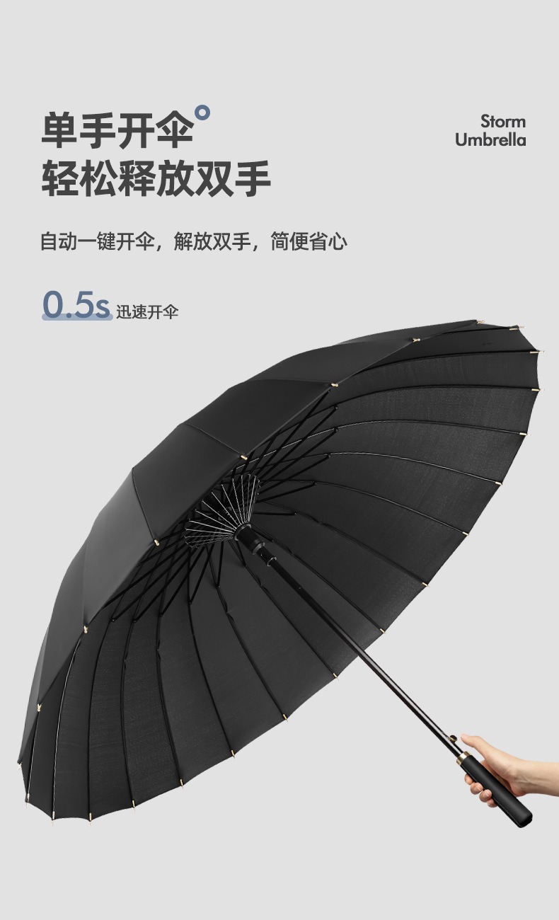 24骨雨伞超大号双人长柄伞加厚防晒加固抗风暴直杆广告伞定制logo详情12